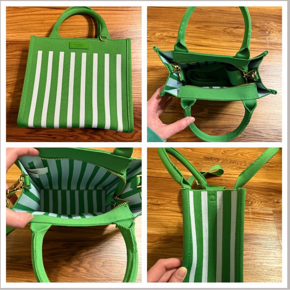 Elegant Green Striped Crossbody Bag
